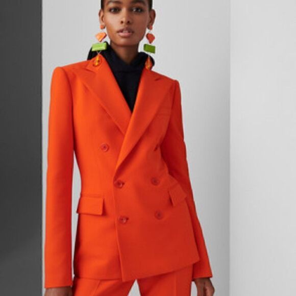 Ralph Lauren Pre-Spring ‘20 Camden Blazer in Mandarin Orange Stretch Wool Crepe - Picture 5 of 16